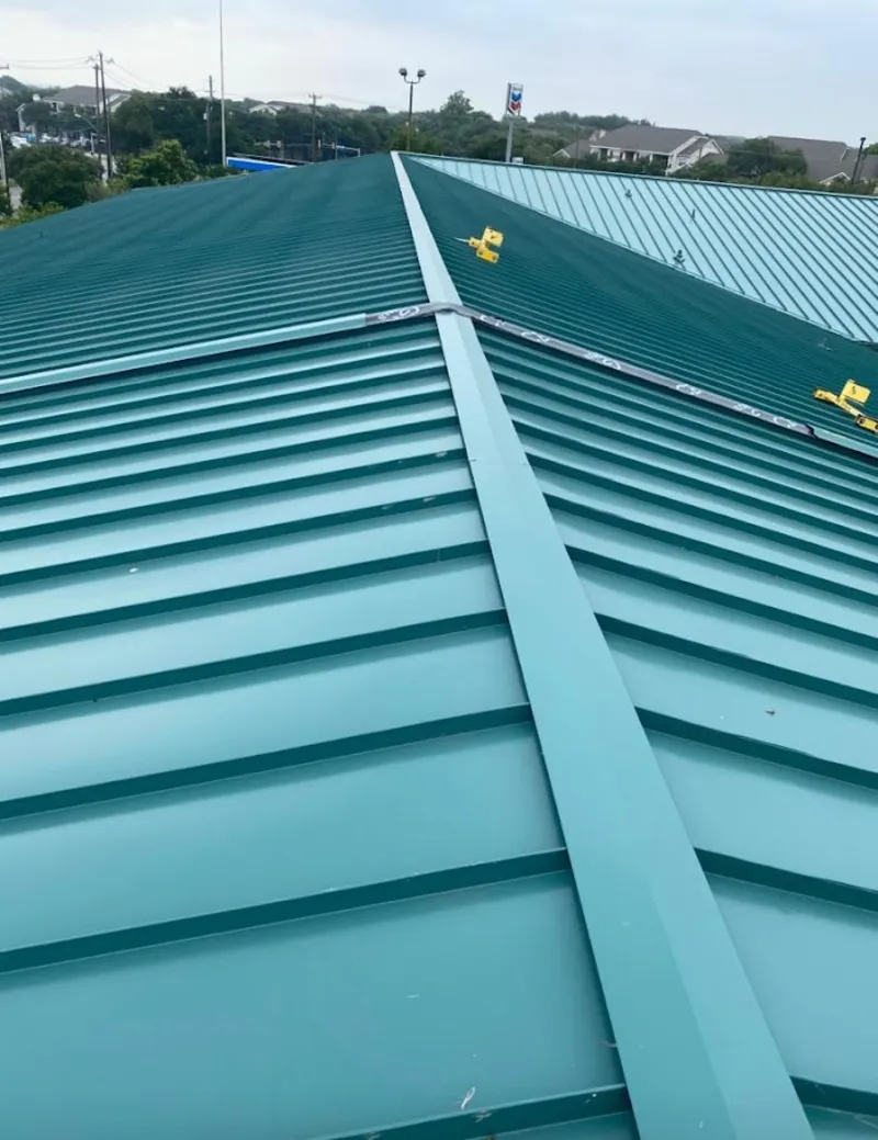 Green commercial metal roof ridge and valley for Metal Roof Repair in Olivehurst